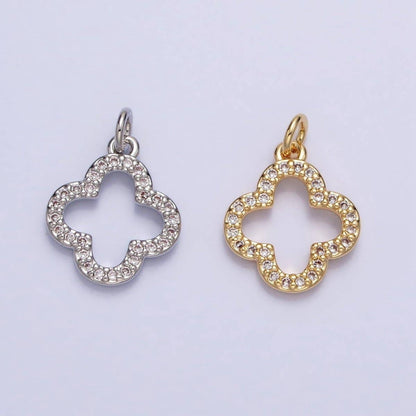 Gold, Silver Mini Lucky Four-Leaf Clover Quatrefoil Open Charm | AC-733 AC-734: Silver