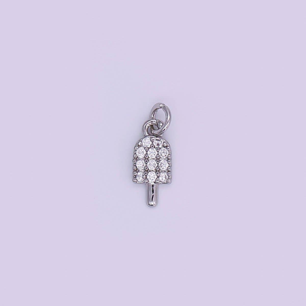 24K Gold Filled 11mm Micro Paved CZ Popsicle Sweet Ice Cream Charm in Gold & Silver | AJ-344: Gold