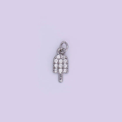 24K Gold Filled 11mm Micro Paved CZ Popsicle Sweet Ice Cream Charm in Gold & Silver | AJ-344: Gold