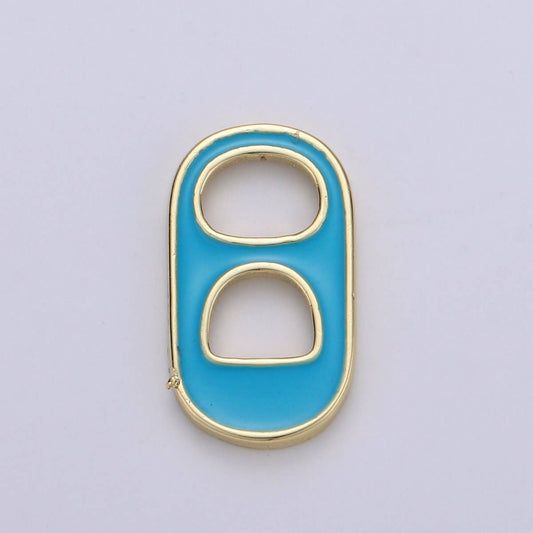 Black, Blue, Pink, Green, Yellow, Red Enamel Bottle Opener Gold Filled Charm - D-374- D-383: Teal