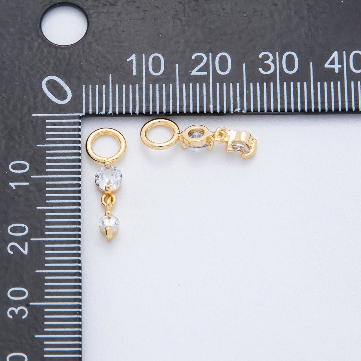 18K Gold Filled Clear CZ Double Round Add-On Drop Earring Charm | AH-911
