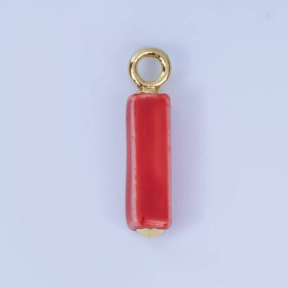 18K Gold Filled Blue, Teal, Brown, Pink Watercolor Bar Ceramic Drop Pendant | AJ-451: # 6