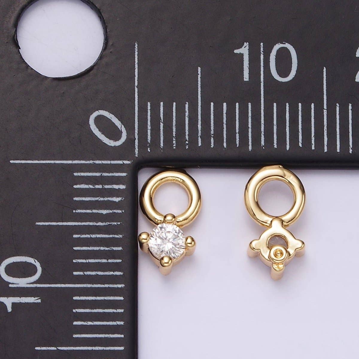 14K Gold Filled 5mm Clear CZ Round Mini Add-On Earring Charm | AG529