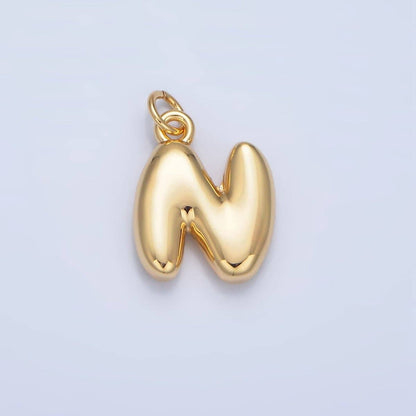 24K Gold Filled 17mm Initial Letter Chubby Balloon Charm | A1513 - A1525: Letter C