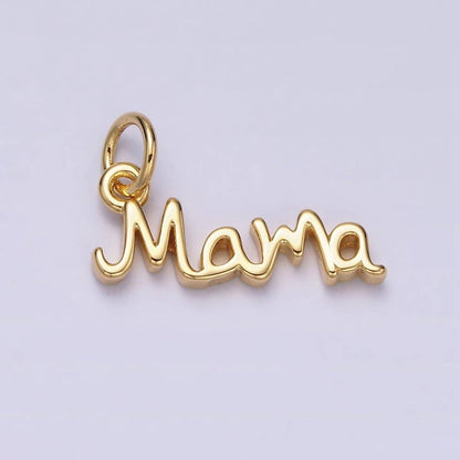 24K Gold Filled 23mm "Mama" Handwritten Script Sideway Charm | AC1420: Gold