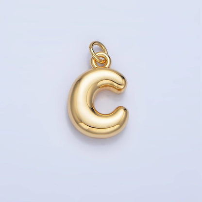 24K Gold Filled 17mm Initial Letter Chubby Balloon Charm | A1513 - A1525: Letter C