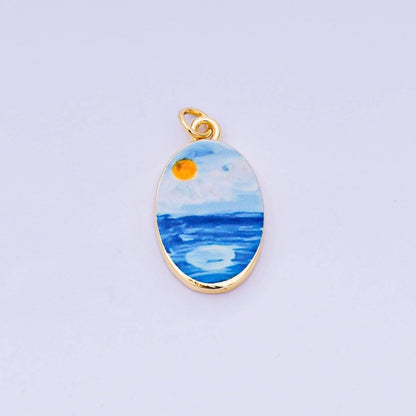 24K Gold Filled 23mm Enamel Art Oval Spring Holiday Charm in Flower, Butterfly, & Nature | AH-544 AH-545, AJ-513, AJ-514, AJ-520, AJ-528 - AJ530, AJ-532 - AJ-535, AJ-539 AJ-540, AJ-544 AJ-545, AJ-547: 18. Tomato