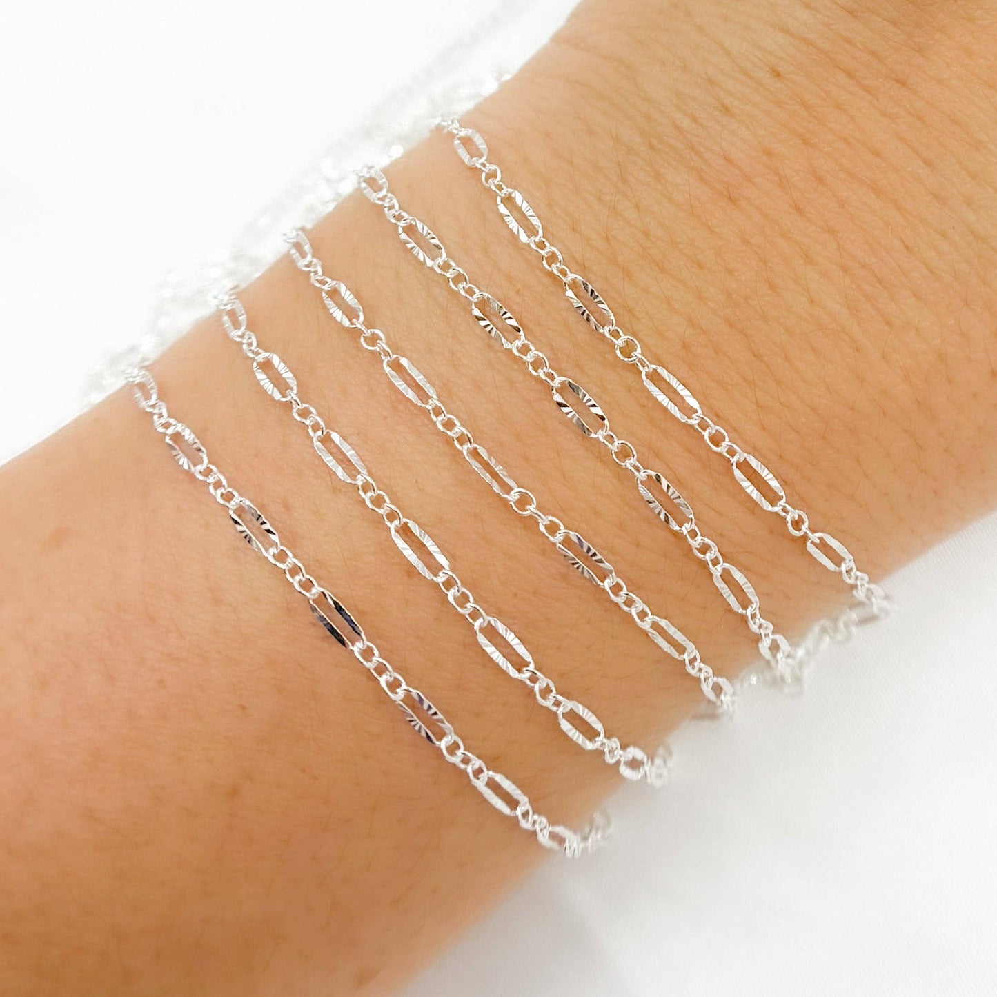 163SBSS. Sterling Silver Diamond Cut Marina Link Chain: Marina / 1 Ft. / 4.1mm-5mm