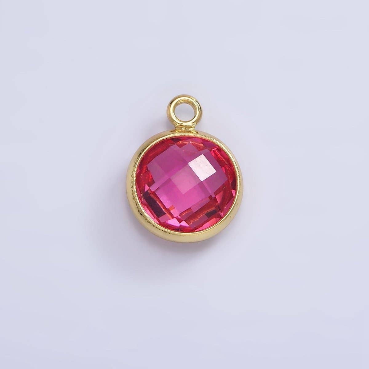 9mm Round BIRTHSTONE Cubic Zirconia Circle Gold Charm Add on Component For Jewelry Making | N-1209 N-1210: Opal Turquoise