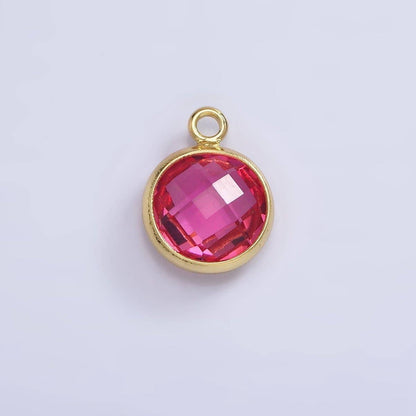 9mm Round BIRTHSTONE Cubic Zirconia Circle Gold Charm Add on Component For Jewelry Making | N-1209 N-1210: Turquoise
