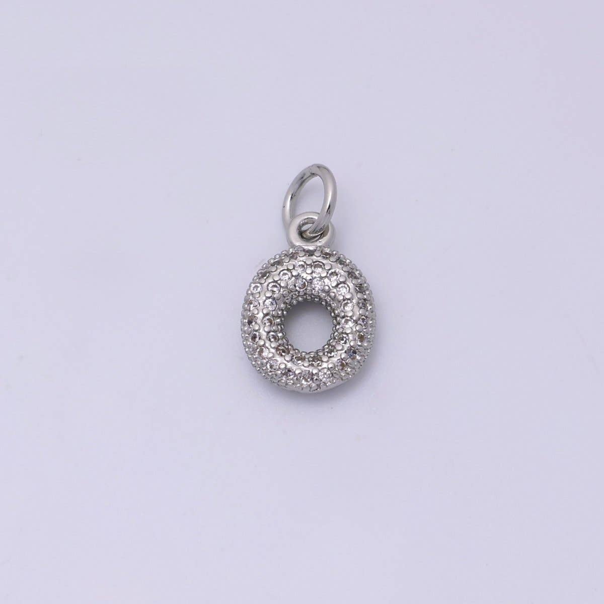 White Gold Filled Micro Paved CZ Chubby Balloon Initial Letter Pendant | A157 - A169: Letter A