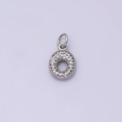 White Gold Filled Micro Paved CZ Chubby Balloon Initial Letter Pendant | A157 - A169: Letter A
