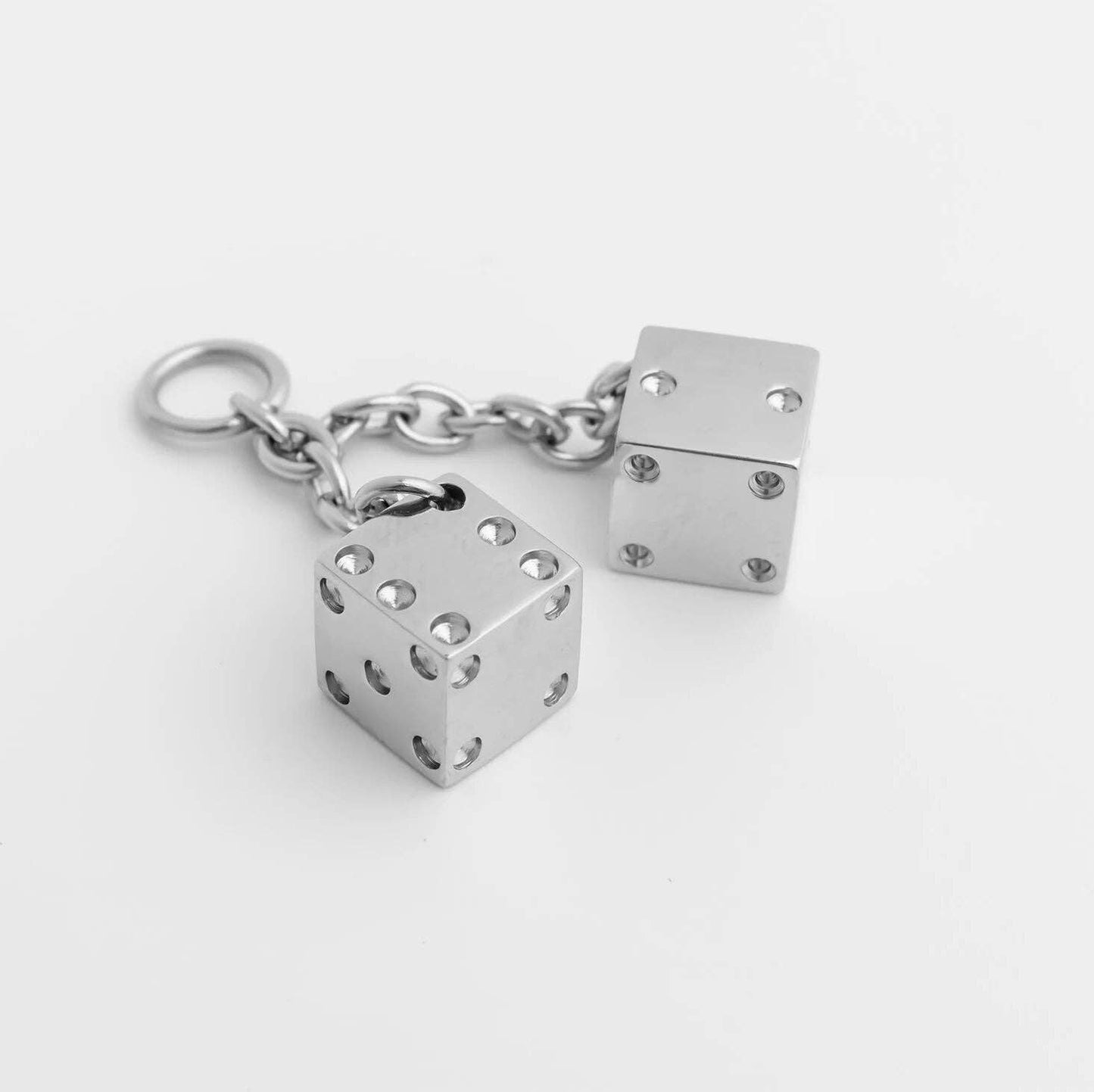 18K Gold PVD Stainless Steel Dice Charm: Gold