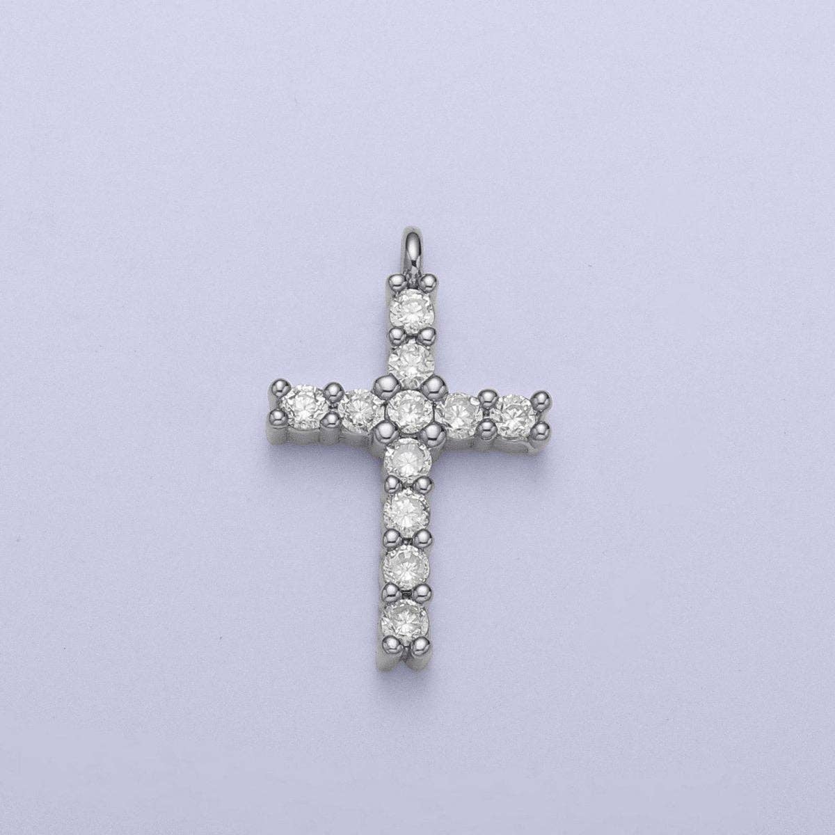14K Gold Filled 15mm Micro Paved CZ Religious Cross Charm in Gold & Silver | C877: Gold