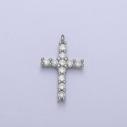 14K Gold Filled 15mm Micro Paved CZ Religious Cross Charm in Gold & Silver | C877: Gold