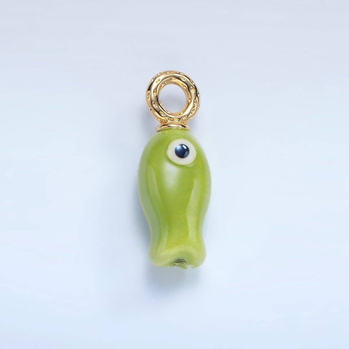 24K Gold Filled 30mm Enamel Fish Sea Animal Ceramic Drop Charm | X794 - X801: White