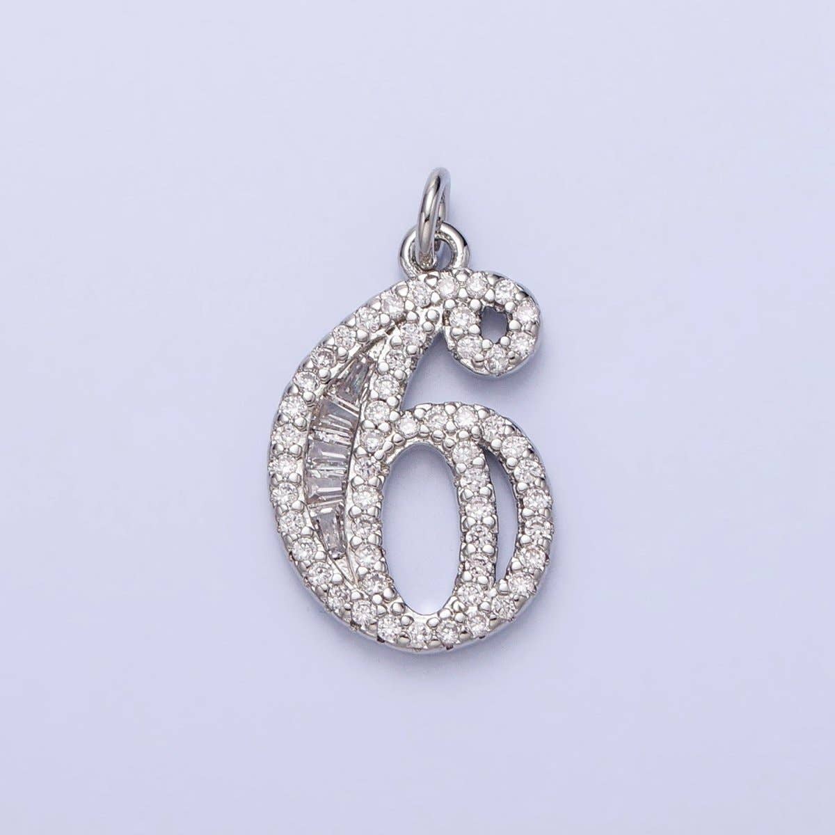 Micro Pave CZ Numbering Charms Pave Dangle Silver Number Charms Women Pave Number Findings Number 0-9 Charms AC529 - AC538: 7