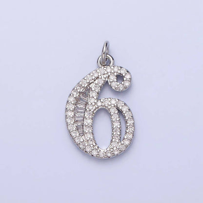 Micro Pave CZ Numbering Charms Pave Dangle Silver Number Charms Women Pave Number Findings Number 0-9 Charms AC529 - AC538: 1
