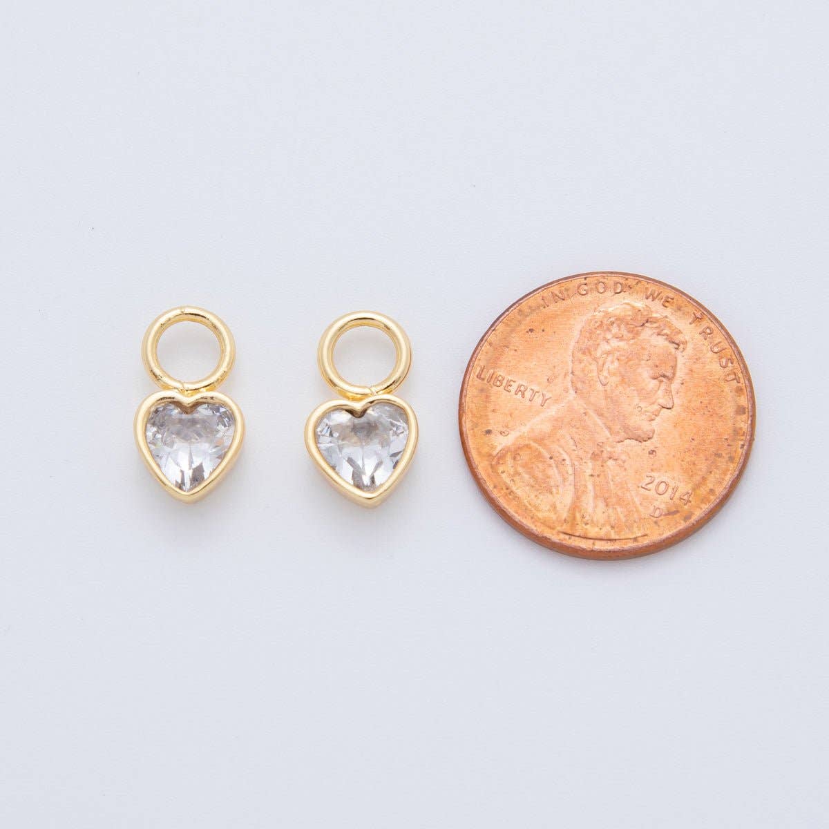 18K Gold Filled Clear CZ Heart Add-On Drop Earring Charm | AF742
