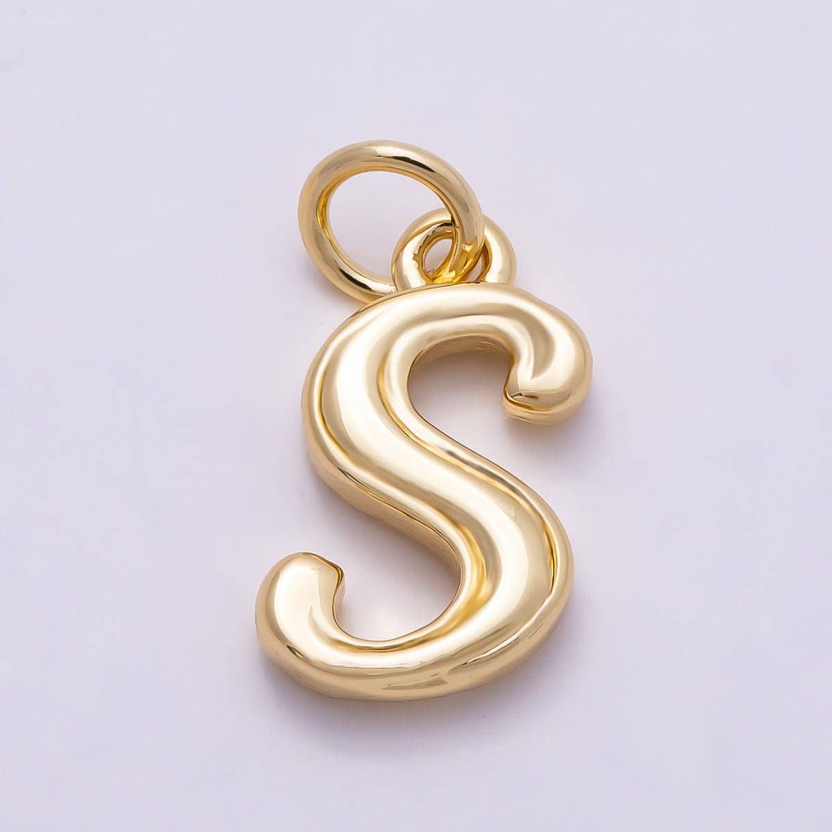 16K Gold Filled 14mm Minimalist Molten Alphabet Initial Letter Charm | Charms-00908 ~ Charms-00933: Letter A