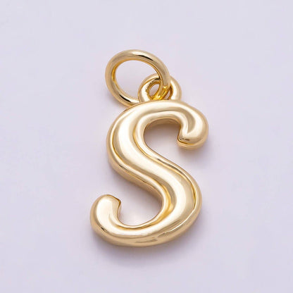 16K Gold Filled 14mm Minimalist Molten Alphabet Initial Letter Charm | Charms-00908 ~ Charms-00933: Letter A