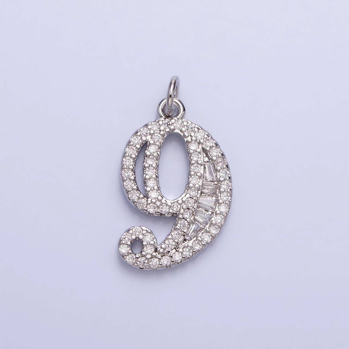 Micro Pave CZ Numbering Charms Pave Dangle Silver Number Charms Women Pave Number Findings Number 0-9 Charms AC529 - AC538: 7