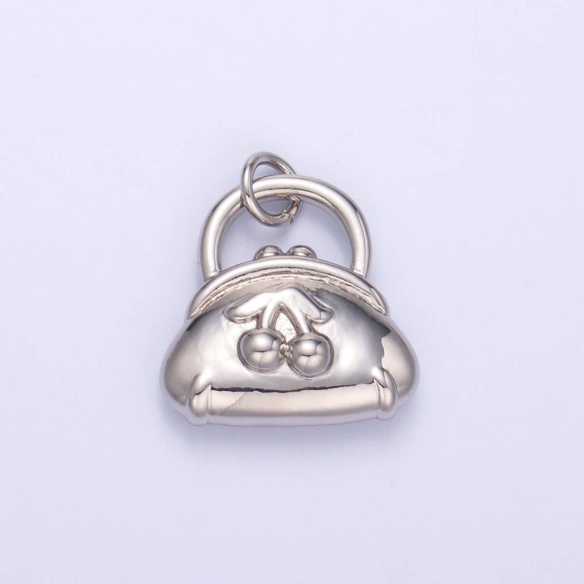 24K Gold Filled Cherry Fruit Purse Bag 3D Multidimensional Charm in Gold & Silver | N001: SILVER