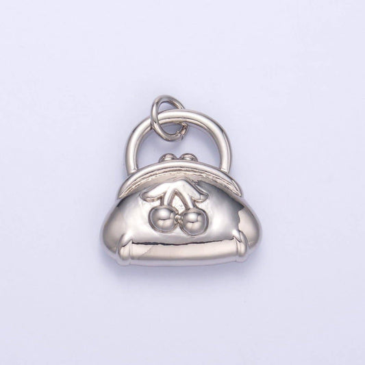 24K Gold Filled Cherry Fruit Purse Bag 3D Multidimensional Charm in Gold & Silver | N001: SILVER