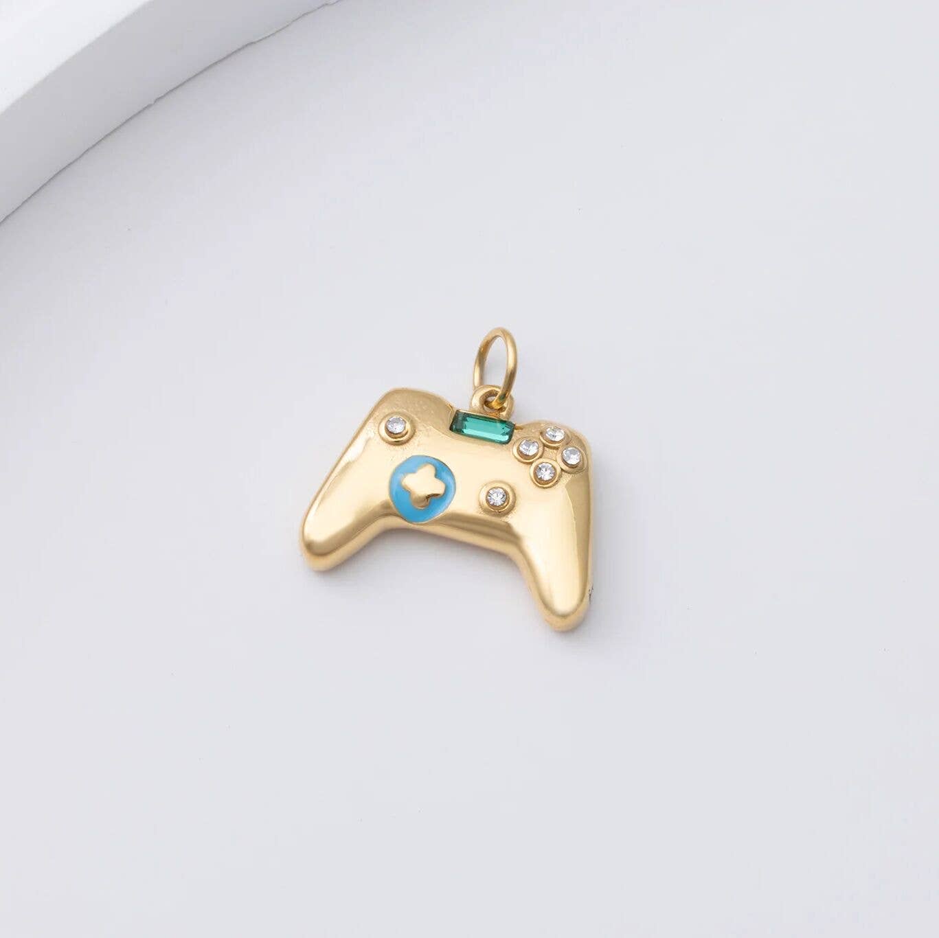 18K Gold PVD Stainless Steel Game Controller Charm: Stainless