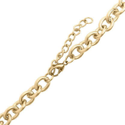 18K Gold PVD Stainless Steel Chunky Chain Lariat Necklace: Gold