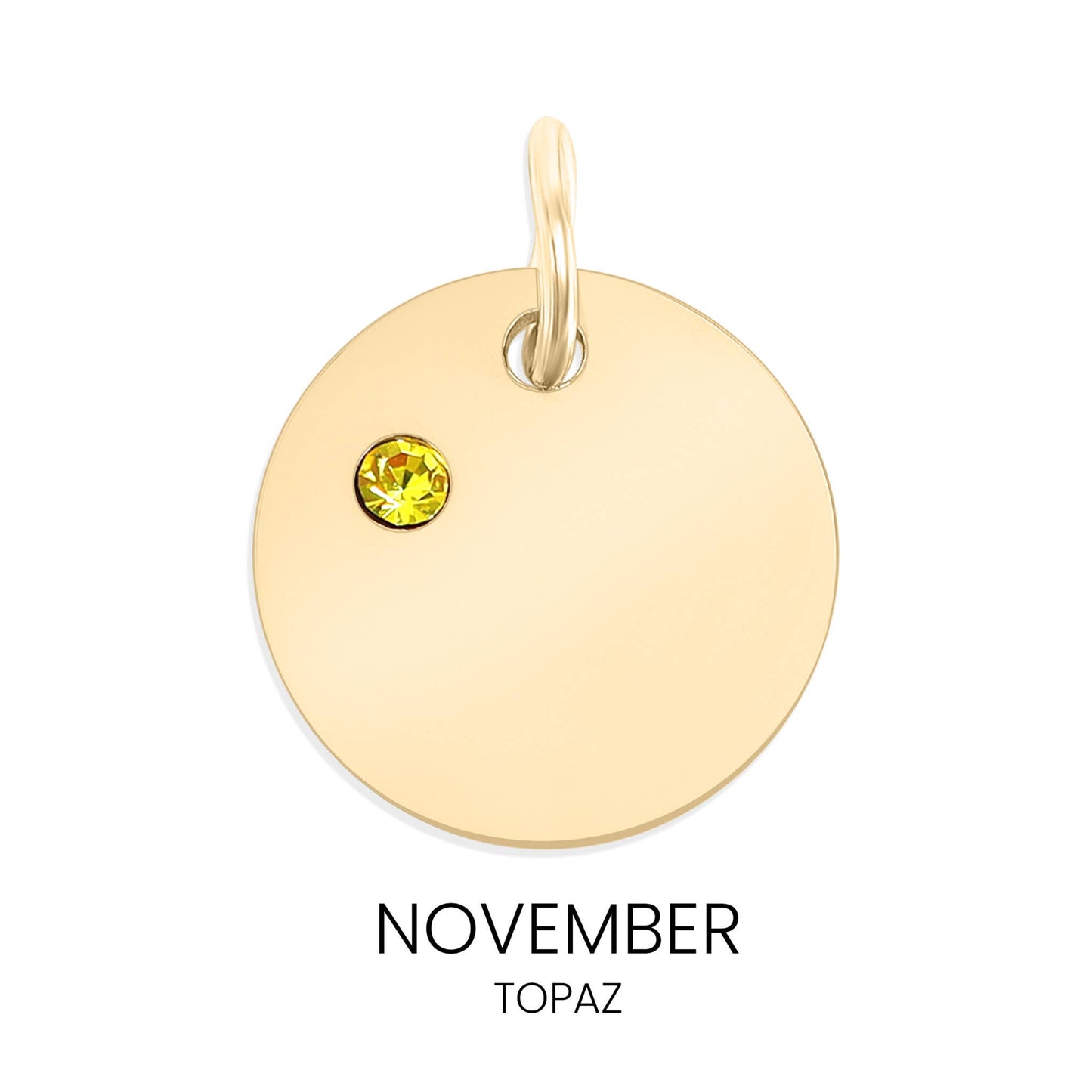 18K Gold PVD Blank Engravable Circle Birthstone Charm: January/Garnet