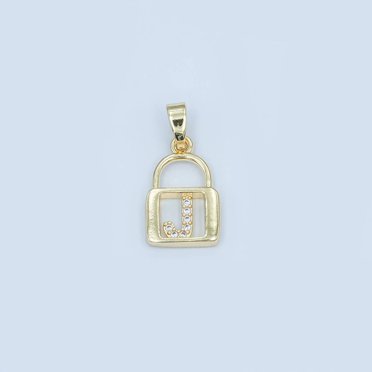 24K Gold Filled Micro Paved Initial Letter Padlock Pendant | A001 - A013: Letter K