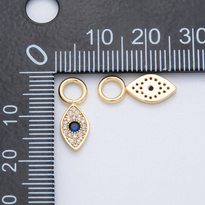 18K Gold Filled Blue Evil Eye Micro Paved Add-On Drop Earring Charm | AF759