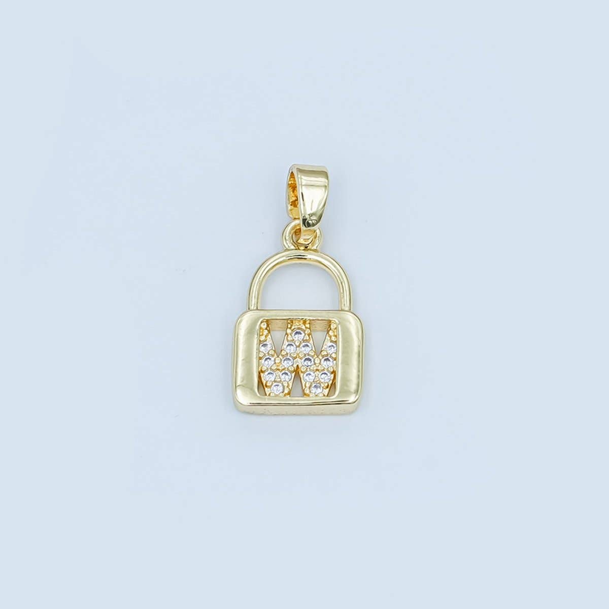24K Gold Filled Micro Paved Initial Letter Padlock Pendant | A001 - A013: Letter K