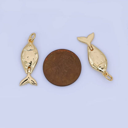 24K Gold Filled 25mm Wiggly-Tail Ocean Fish Animal Charm | AJ-438