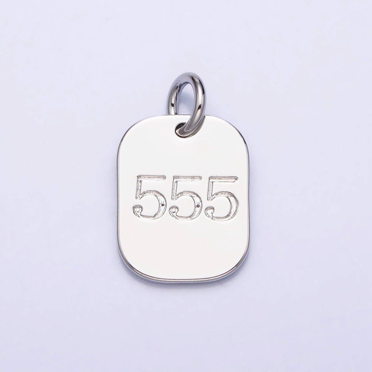 Dainty Silver Tag Angel Number Numerology Engraved Small Military Tag Charm add on Pendant | AC062-AC071: 111