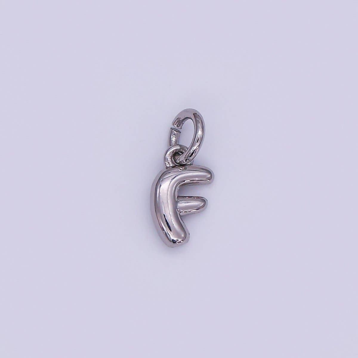 White Gold Filled 10mm Initial Letter Chubby Balloon Mini Charm | A029 - A041: Letters Set