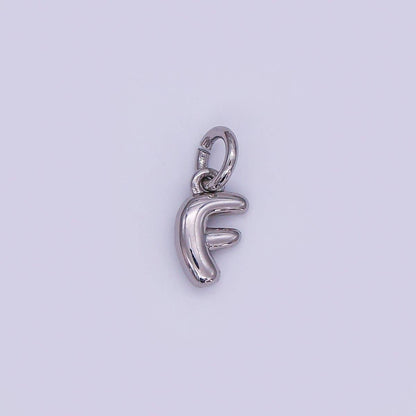 White Gold Filled 10mm Initial Letter Chubby Balloon Mini Charm | A029 - A041: Letters Set