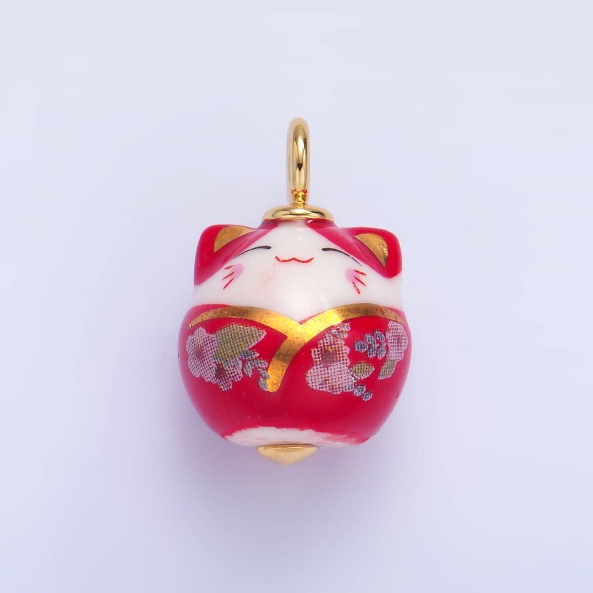 24K Gold Filled Nature Floral Mushroom Pet Sea Sell Ceramic Drop Charm: 21 Pink House