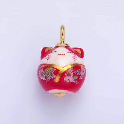 24K Gold Filled Nature Floral Mushroom Pet Sea Sell Ceramic Drop Charm: 21 Pink House