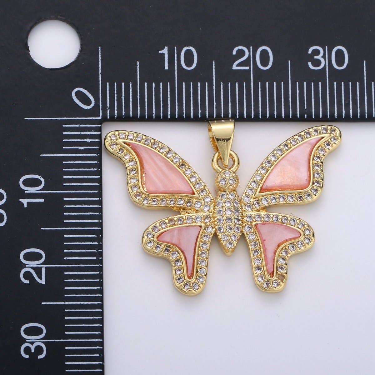 Large Pink Pearl Butterfly Charm