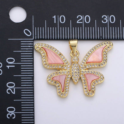 Large Pink Pearl Butterfly Charm