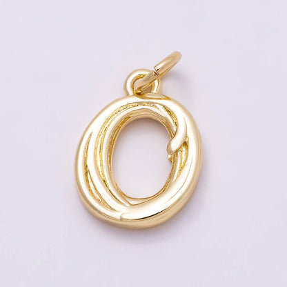 16K Gold Filled 14mm Minimalist Molten Alphabet Initial Letter Charm | Charms-00908 ~ Charms-00933: Letter A