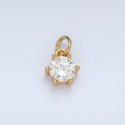 24K Gold Filled 8mm Round CZ Birthstone Personalized Charm | AG871 - AG876: July - Ruby