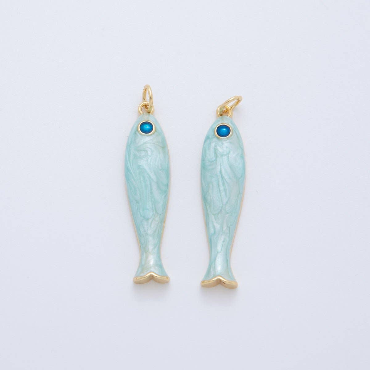 18K Gold Filled Blue, Green, Red Enamel Sardine Fish Charm | AF404 AF-779: Red