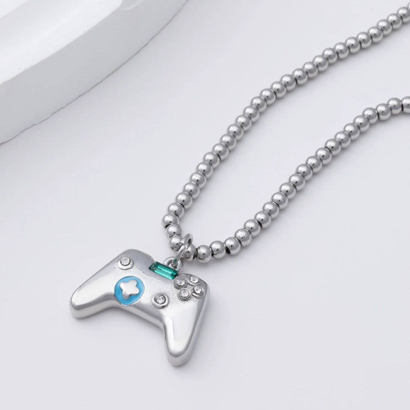 18K Gold PVD Stainless Steel Game Controller Charm: Stainless