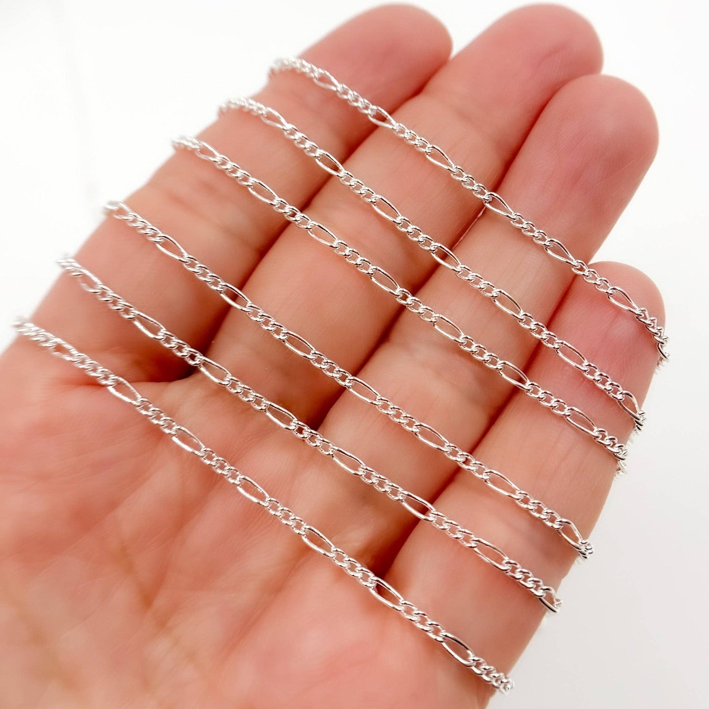 Permanent  Jewelry  Sterling Silver Figaro Chain: 7in / 4.1mm-5mm / Figaro