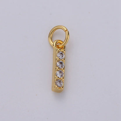 14k Gold Filled Tiny CZ Initial, Letter Alphabet Micro Pave charms Dainty Gold Cubic Pendant Charm for Necklace Bracelet Earring Add on A-099 to A-111: By Set
