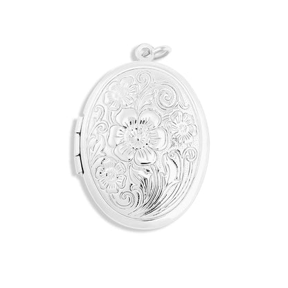 18K Gold PVD Stainless Steel Textured Oval Locket Pendant: Gold