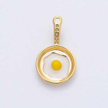 18K Gold Filled 20mm Sunny Side Egg Frying Pan Culinary Food Pendant | AF1218